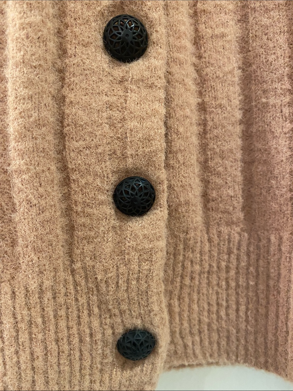 Free People Ribbed Puff Sleeve Cardigan - Mauve Pink - Picture 4 of 6